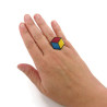Bague hexagonale aux couleurs de la pansexualité (rose, bleu et jaune)