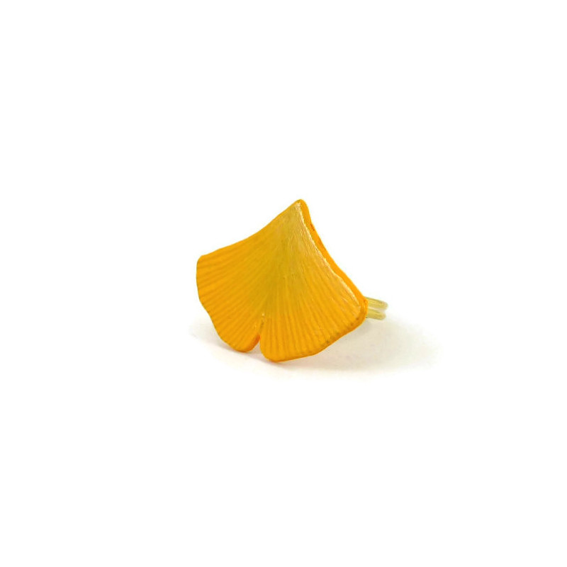 Bague en forme de feuille de ginkgo jaune
