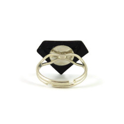 Iridescent and black graphic diamond adjustable ring