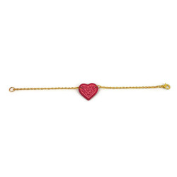 Fushia pink heart bracelet with light pink doodles