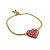 Red heart adjustable bracelet with white doodles