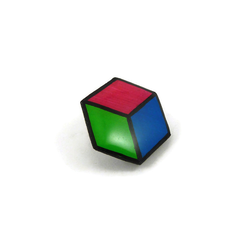 Hexagonal badge with the polysexuality colors (pink, blue and green)