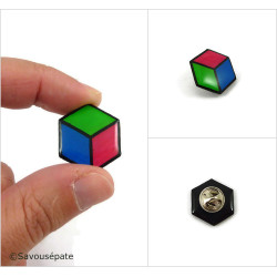 Pin's hexagonal aux couleurs de la polysexualité (rose, bleu et vert)