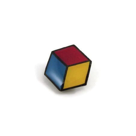 Pin's hexagonal aux couleurs de la pansexualité (rose, bleu et jaune)