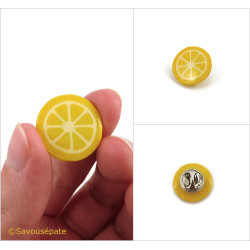 Yellow lemon slice pin badge