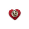 Red heart with white doodles pin badge