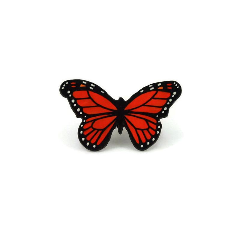 Broche en forme de papillon Monarque orange et noir