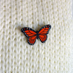 Orange and black monarch butterfly brooch