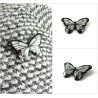 Black and white "Papilio dardanus" butterfly brooch