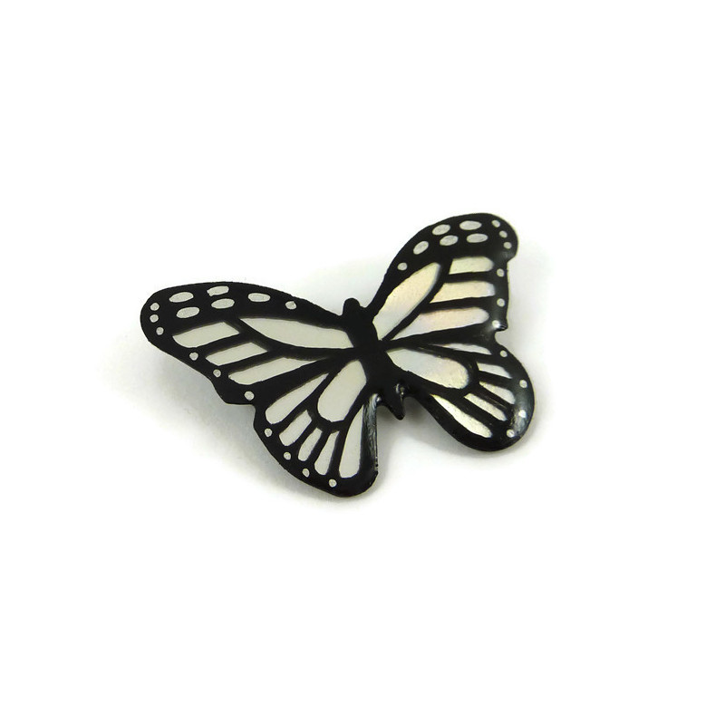 Iridescent and black butterfly brooch