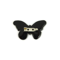 Iridescent and black butterfly brooch