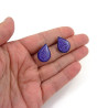 Dark purple droplets ear studs with lilac doodles