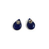 Navy blue droplets ear studs with sky blue doodles