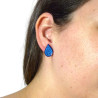 Clous d'oreilles en forme de gouttelettes bleues marine aux volutes bleues ciel