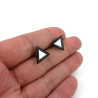 Small iridescent triangles ear studs with black outlines