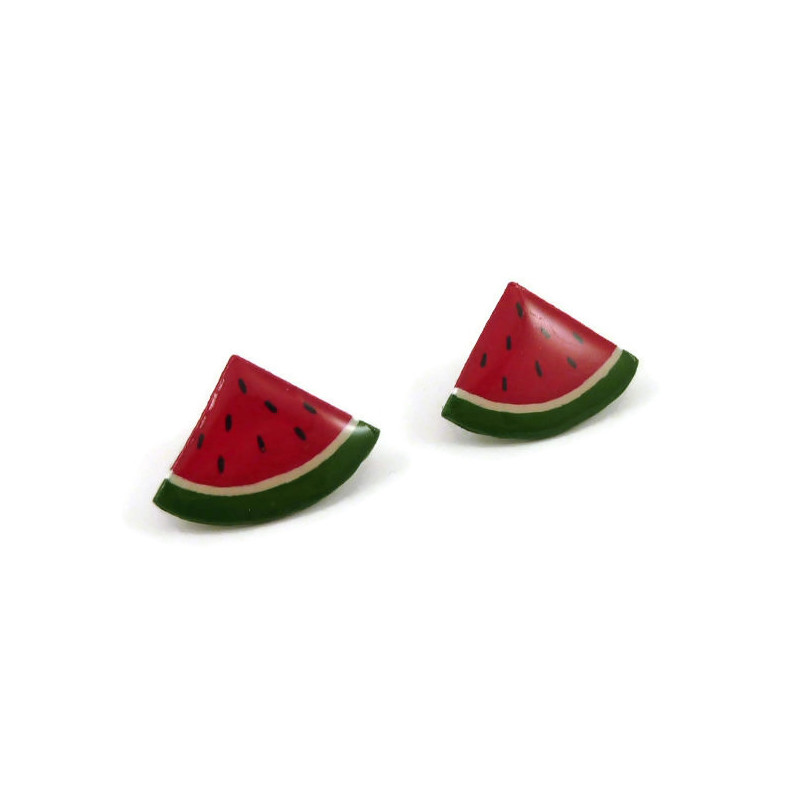 Watermelon triangular slices ear studs