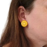 Clous d'oreilles en forme de rondelles de citron jaune