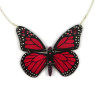 Collier réversible en forme de papillon Monarque rose fuchsia et noir / Papilio Dardanus noir et blanc