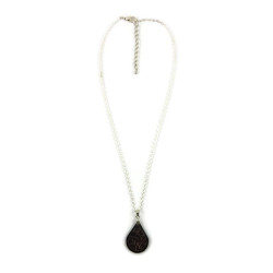 Black teardrop necklace with iridescent doodles