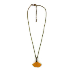 Yellow ginkgo leaf necklace