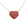 Red heart necklace with white doodles