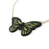 Small transparent and black Monarch butterfly necklace with glitters