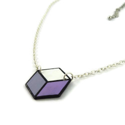 Lilac purple, grey and white hexagon necklace