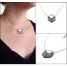 Lilac purple, grey and white hexagon necklace