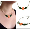 Orange slice with green leaves necklace