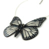Collier féérique en forme de gros papillon Monarque transparent et noir à paillettes