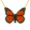 Collier en forme de gros papillon Monarque orange et noir