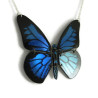 Iridescent royal blue and black "Papilio Ulysses" butterfly necklace