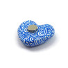 White painted heart false pebble with metallic blue doodles magnet
