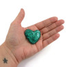 Black painted heart false pebble with metallic emerald green doodles magnet