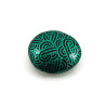 Black painted false pebble with metallic emerald green doodles magnet