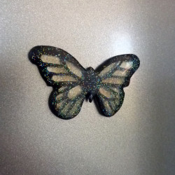Transparent and black butterfly magnet with glitters