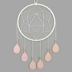 White dreamcatcher with powdery pink drops