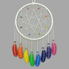White dreamcatcher with rainbow feathers