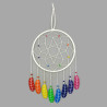 White dreamcatcher with rainbow feathers
