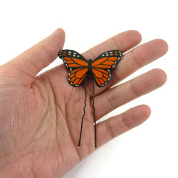 Orange and black Monarch butterfly bun pin