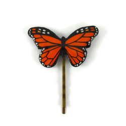 Épingle à cheveux en forme de papillon Monarque orange et noir