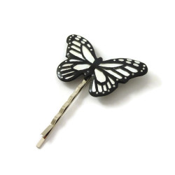 Iridescent and black butterfly bobby pin