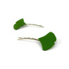Set of 2 green ginkgo leaves bobby pins