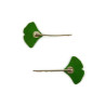 Set of 2 green ginkgo leaves bobby pins
