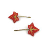 Set of 2 burgundy red ivy leaves bobby pins