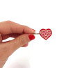 Set of 2 red hearts hair pins with white doodles
