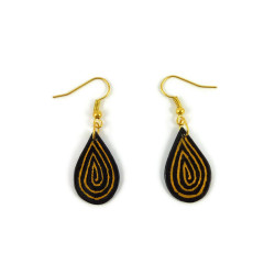 Boucles d'oreilles pendantes en forme de gouttelettes noires aux spirales en bronze