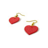 Raspberry pink hearts dangle earrings with candy pink doodles