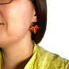Burgundy red ivy leaves dangle earrings