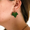 Green ivy leaves dangle earrings